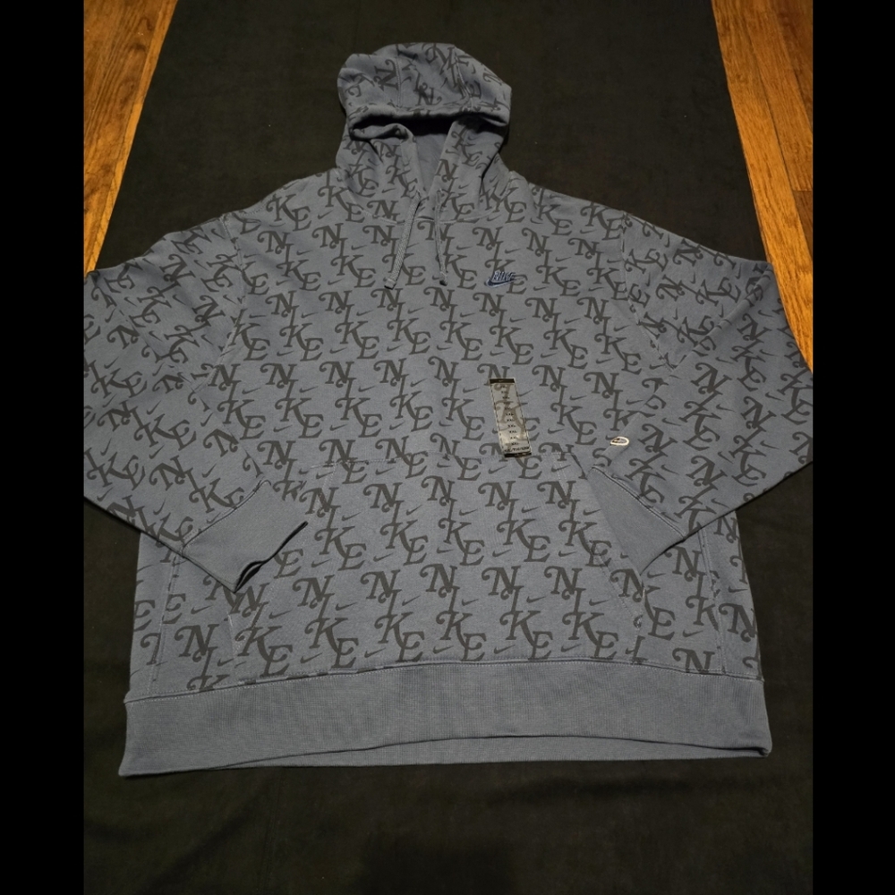 NWOT - MEN'S NIKE LOGO HOODIE. Color-Blue, Size XXL